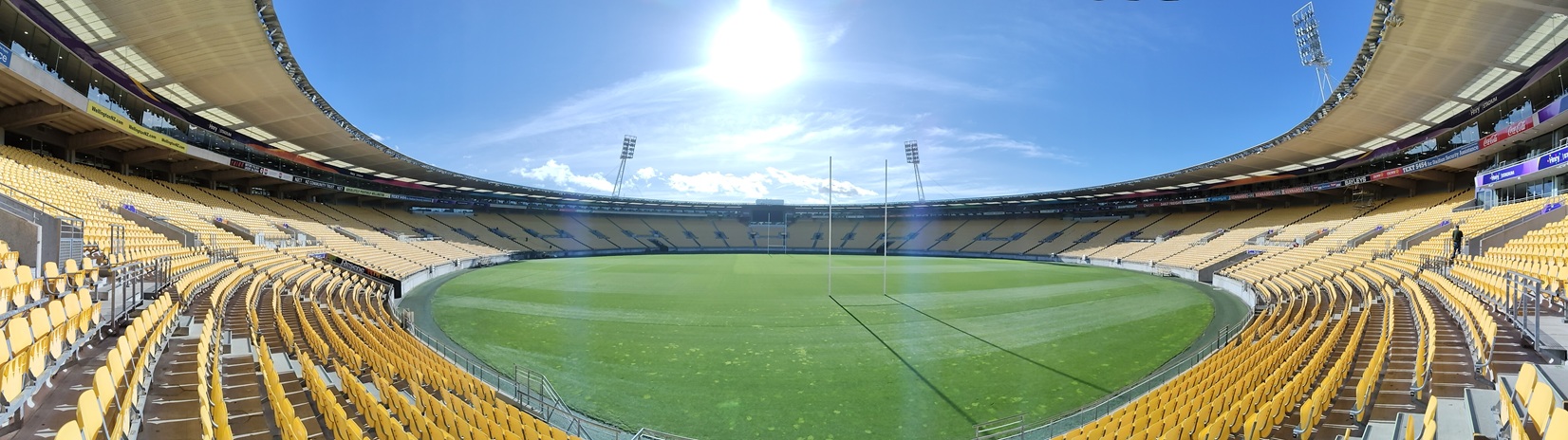 Panoramic view across Wellington Stadium where speaker seismic restraints were engineered