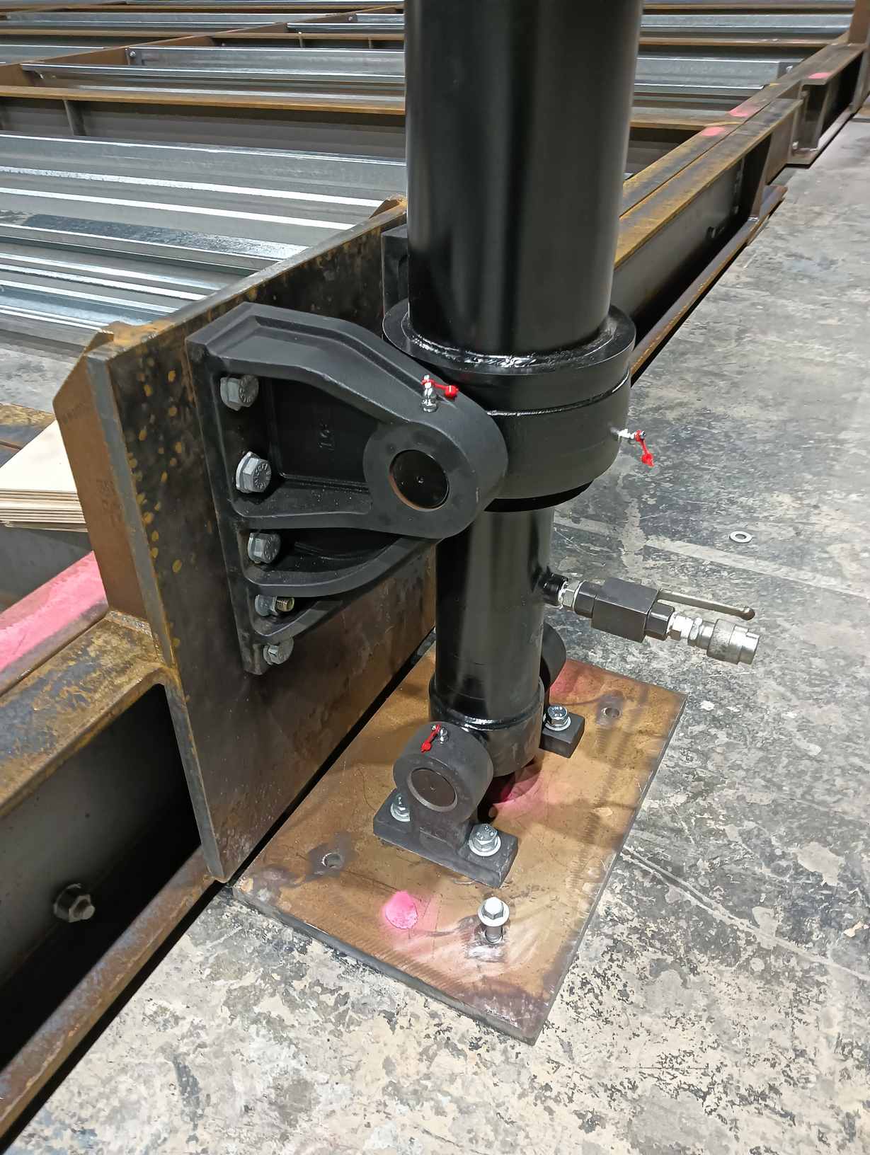 Close-up inspection of a fabricated mechanical assembly